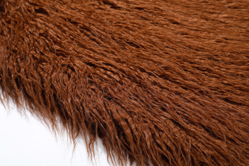 Tela rizada mongol de acrílico de la piel de imitación de las ovejas de Brown, piel mongol mezclada por la yarda