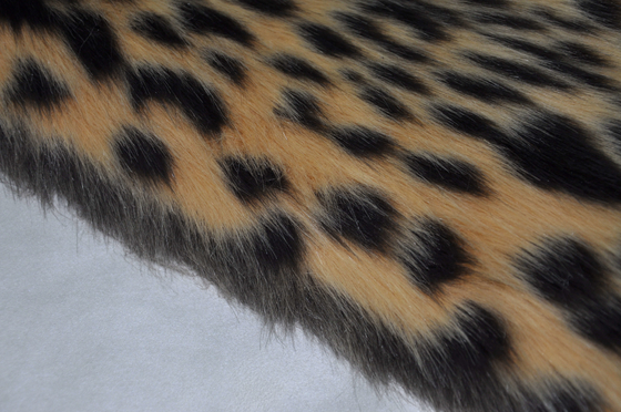 visión de acrílico de la falsificación del telar jacquar del estampado leopardo de la tela de pelo largo mezclada de la piel