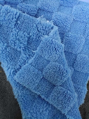 150 cm-170 cm Veludo de algodón a cuadros de doble cara de color azul profundo de jacquard reciclado
